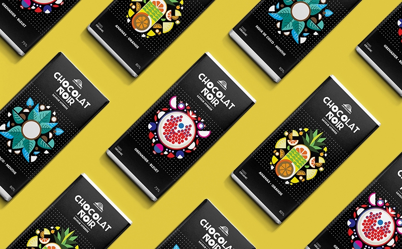 巧克力插畫包裝，采用扁平水果的插畫風(fēng)格為產(chǎn)品做系列產(chǎn)品包裝