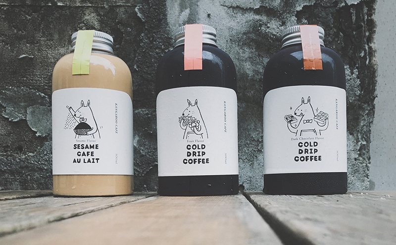咖啡包裝設(shè)計，黑巧克力、水果風(fēng)味、芝麻歐蕾三種不同的系列包裝瓶設(shè)計