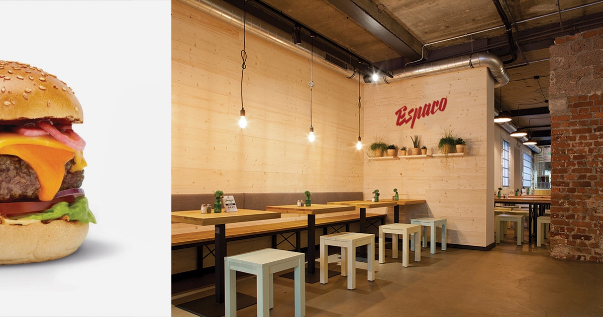 Espaco漢堡、薯條和飲料西餐店品牌包裝設計