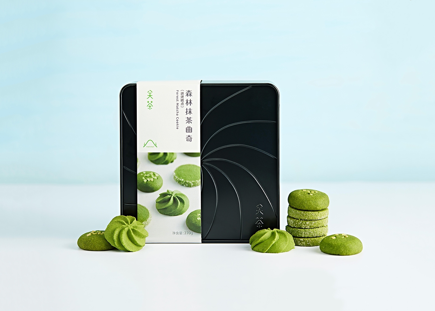 關(guān)茶森林抹茶曲奇系列餅干食品包裝設(shè)計