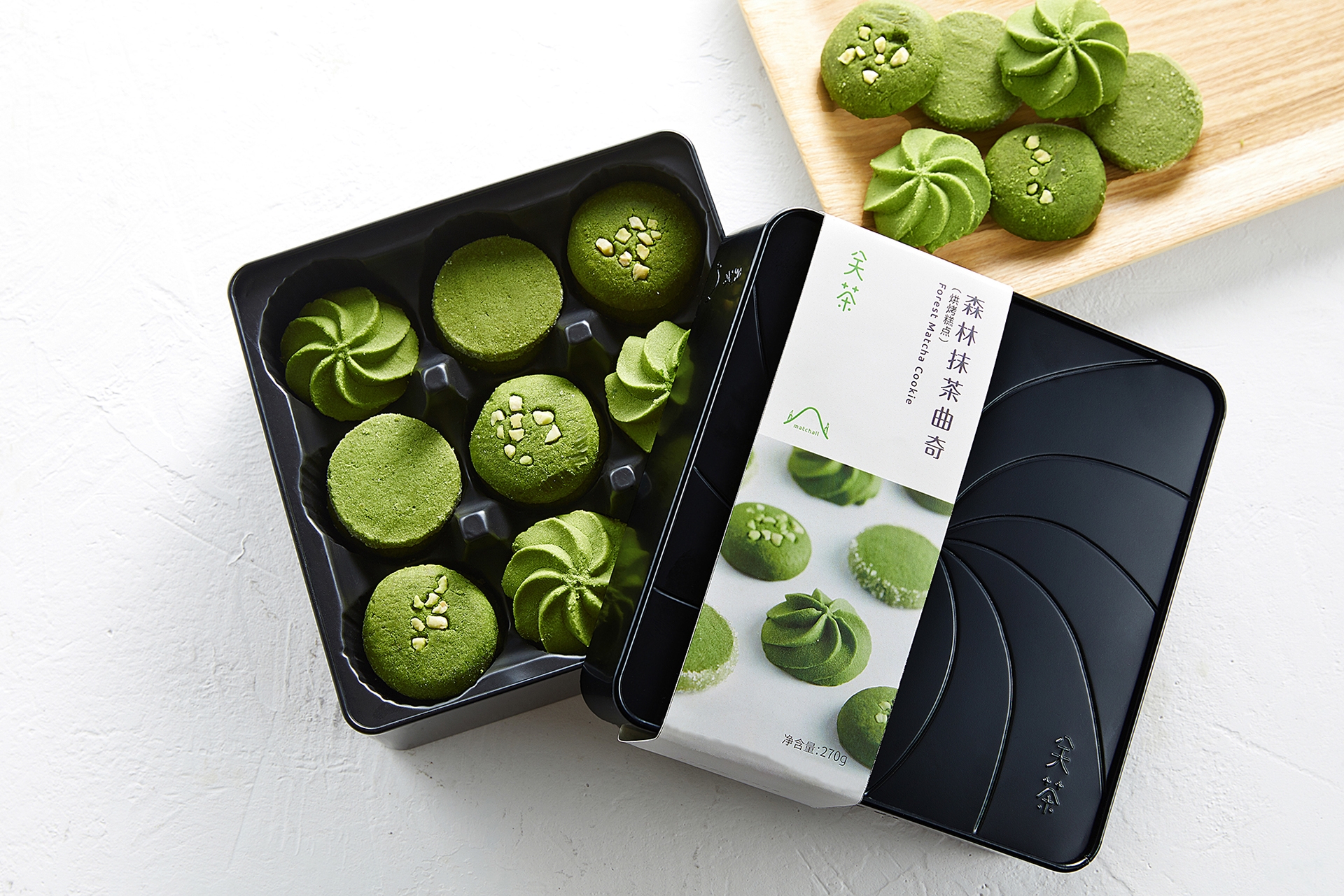 關(guān)茶森林抹茶曲奇系列餅干食品包裝設(shè)計
